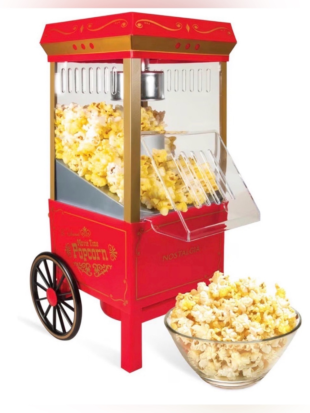 Nostalgia Vintage Hot-Air Popcorn Maker Machine - Makes Up to 12 Cups